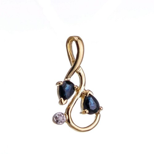 9ct sapphire necklace yellow - 9ct,