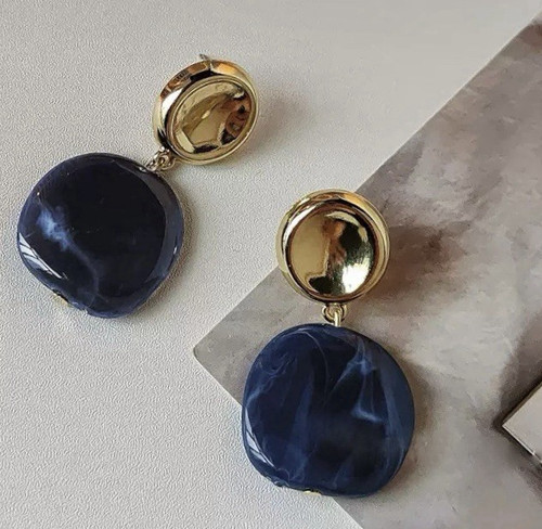 14ct gold plated navy - gold-plated, blue