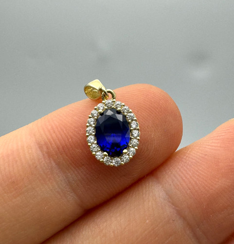 Solid 9ct yellow gold blue - solid,