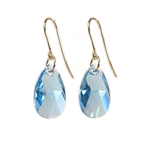 9ct gold aquamarine earrings - gold,