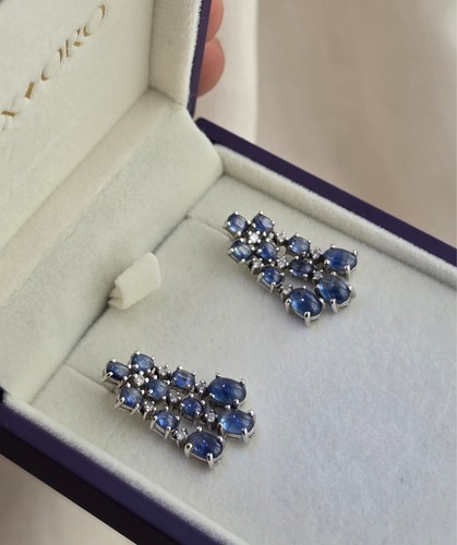 Blue sapphire diamond - blue, earrings