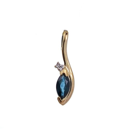9ct sapphire necklace diamond - 9ct,