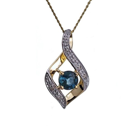9ct sapphire necklace yellow - 9ct,
