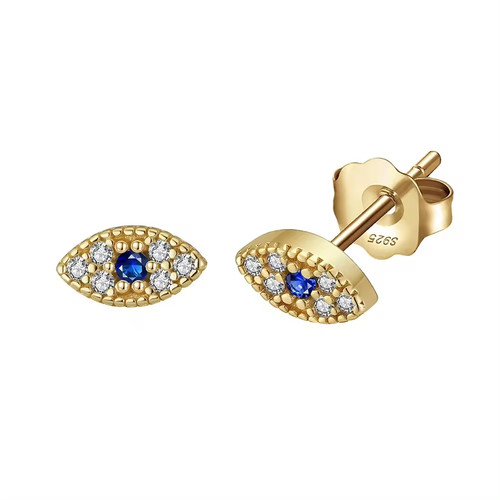 9ct gold blue eye zirconia - gold,