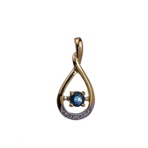 9ct sapphire necklace diamonds - 9ct,
