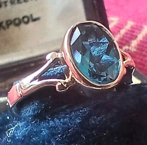 9ct yellow gold blue topaz - yellow,