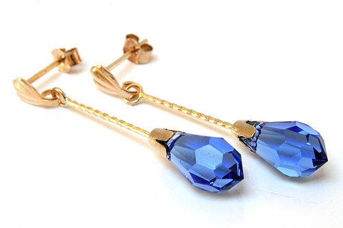 9ct gold blue swarovski - 9ct,