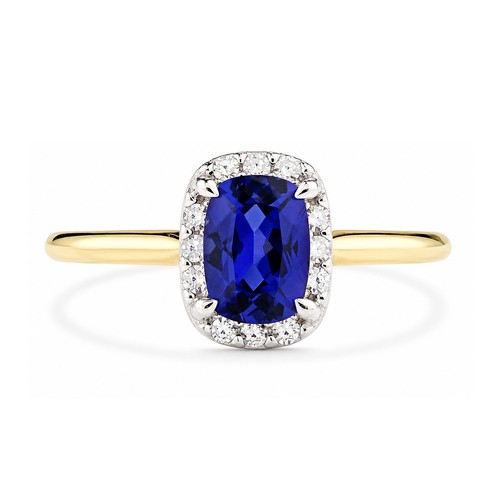 9ct yellow gold lab - gold, sapphire
