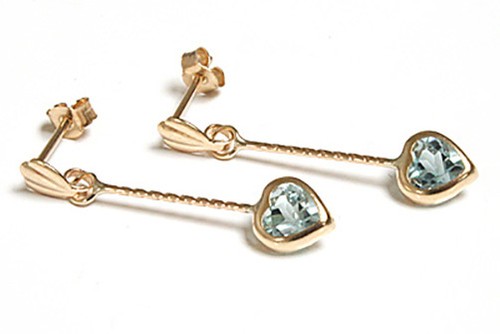 9ct gold blue topaz heart - 9ct,