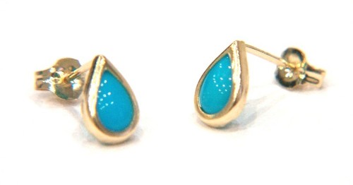 9ct gold small teardrop - gold, blue
