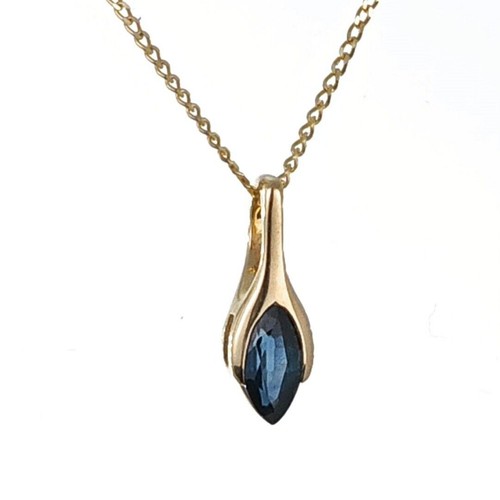9ct blue sapphire pendant - 9ct,