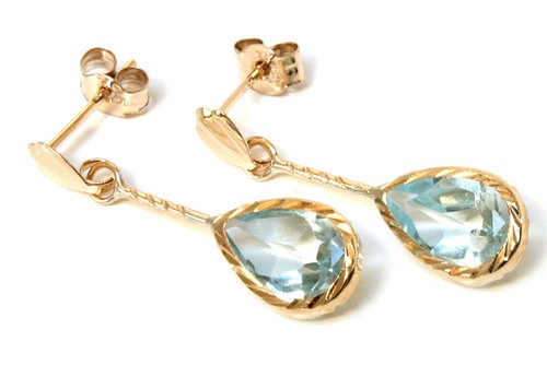 9ct gold blue topaz earrings - 9ct,