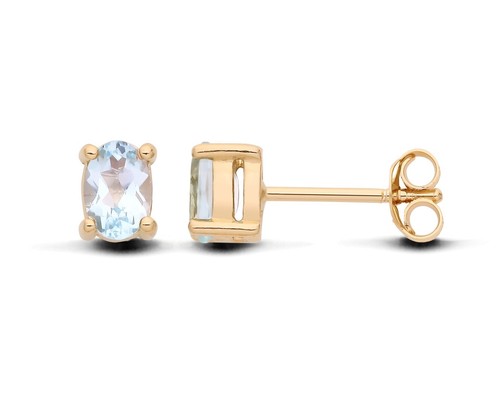 9ct yellow gold - silver, blue
