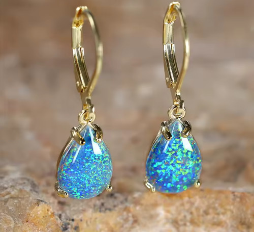 9ct gold opal white fire - gf,