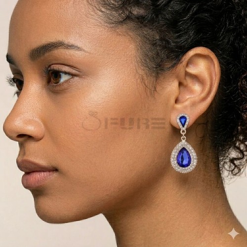 9ct gold blue womens pear - gold,