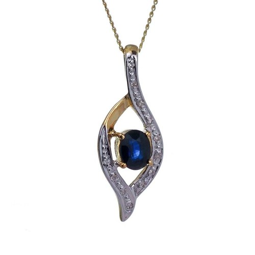 9ct sapphire necklace yellow - necklace,
