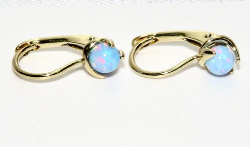 9ct gold blue opal leverback - blue,