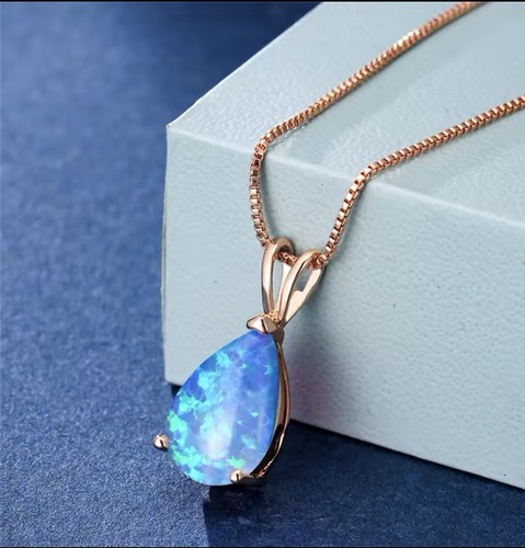 9ct rose gold blue opal - gf,