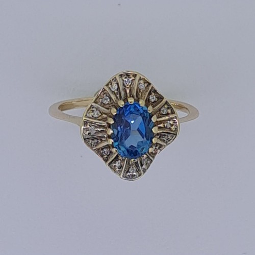 9ct gold blue topaz - blue,